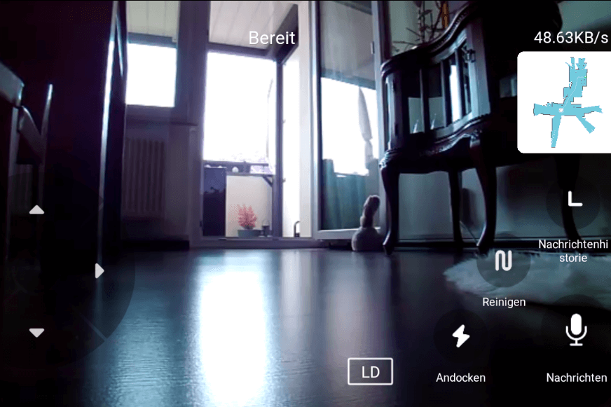 Remote-Viewing Funktion des Roborock S6 MaxV zeigt live Bilder von der Reinigung.